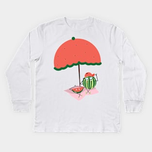 Watermelon on vacation Kids Long Sleeve T-Shirt